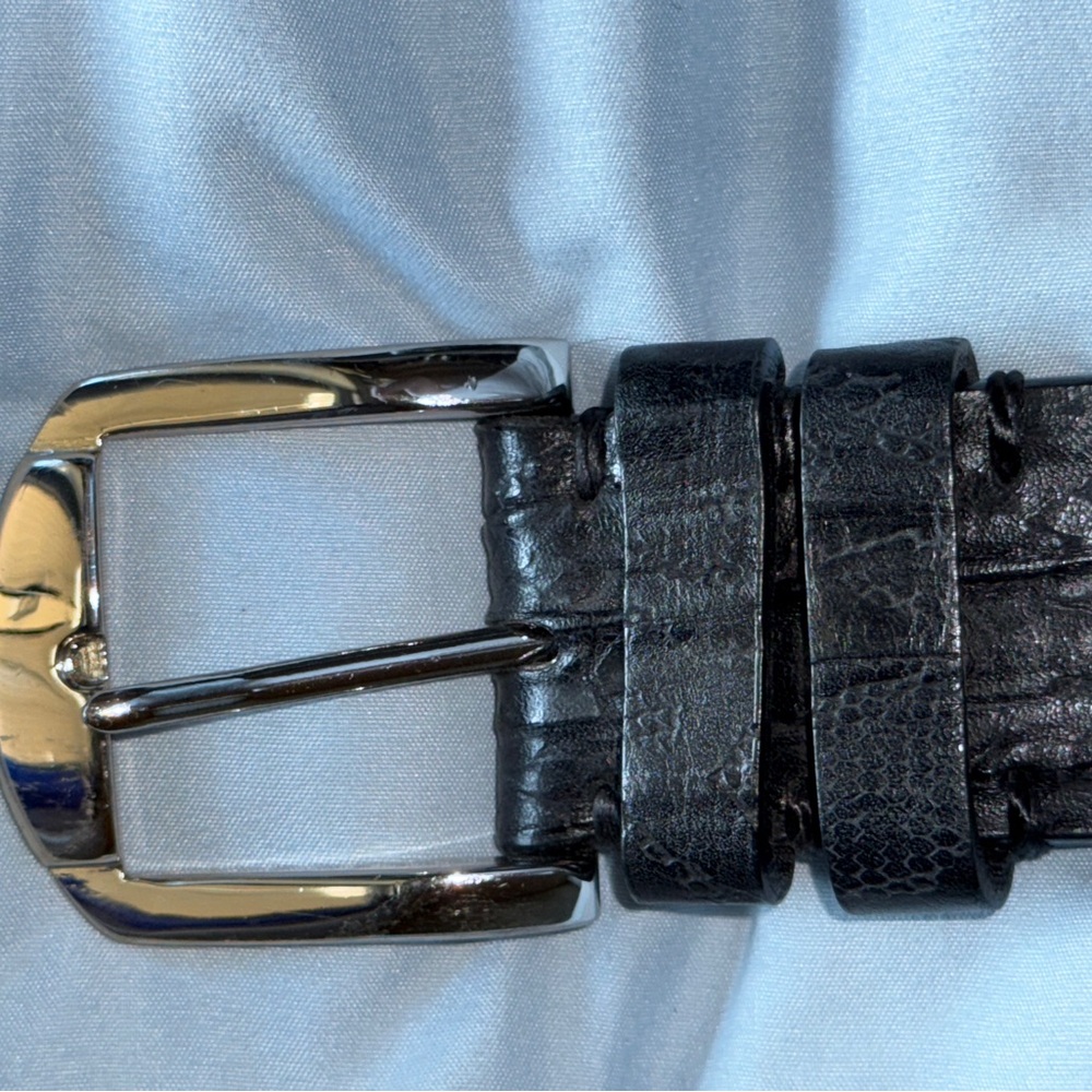Men's Black Leather Belt - Picture 4 of 5